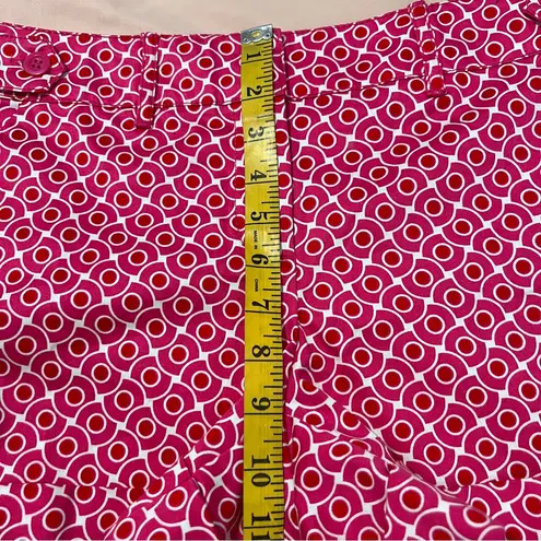 New York & Company Pink Geometric Stretch Cotton Button Tab Waist Shorts size 4
