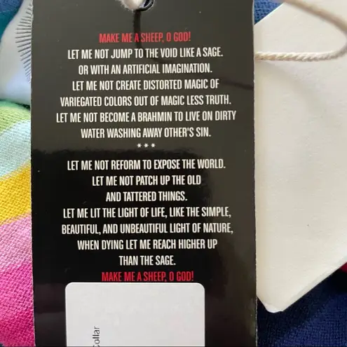 NWT Happy Sheep Rainbow Blue Striped Cardigan Crochet Detail Size Small