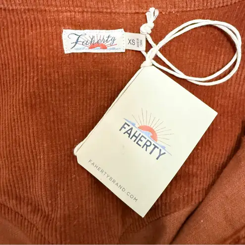 Faherty Harvest Brown Burnt Orange Corduroy Button Up Malone Shirt Dress XS New