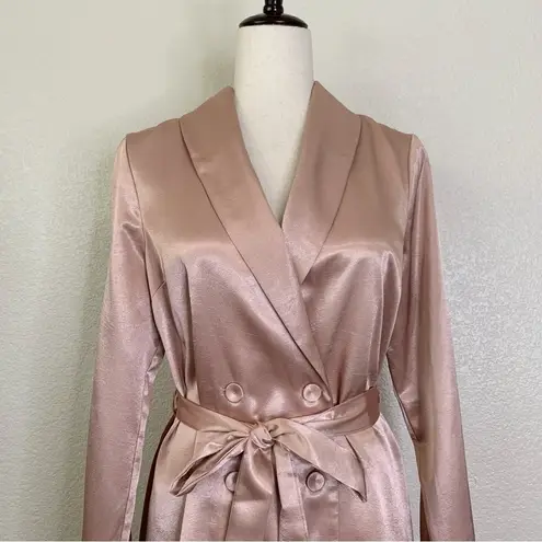 L'Academie Pink Satin Double Breasted Button Blazer Dress, Sz Medium