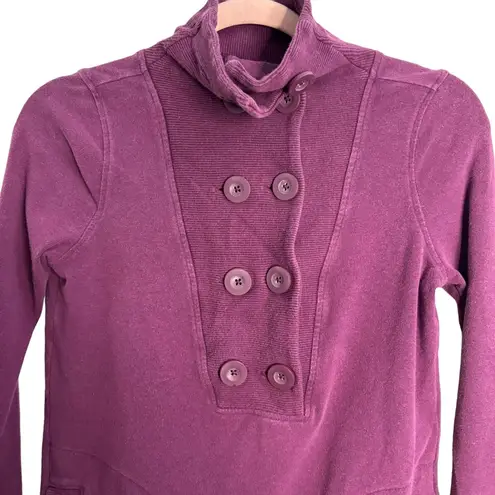 Banana Republic  Plum Purple Button Neck Ribbed Pullover Sweater Sz XS