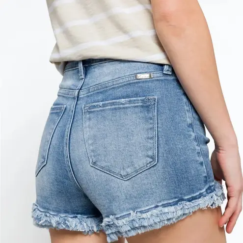 KanCan Madeline Triple Fray Hem High Rise Denim Cut Off Shorts Blue Size 27