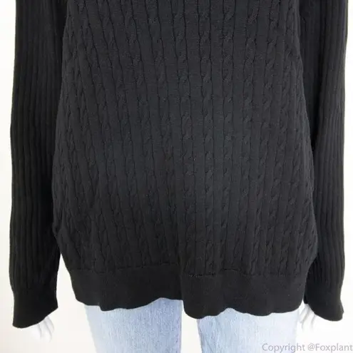 Karen Scott shawl collar black cotton sweater with metal button, women's XL