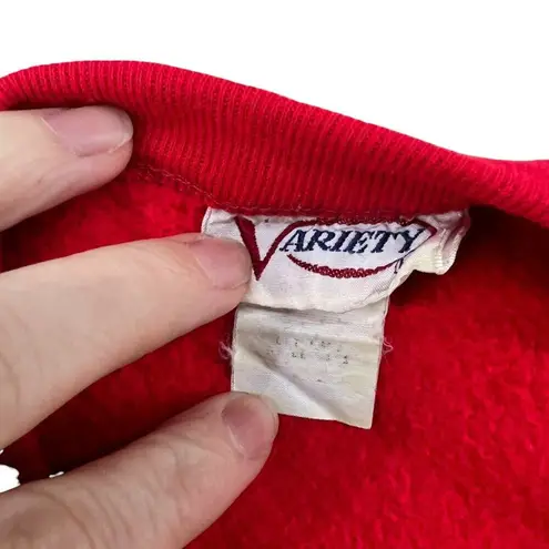 Vintage 90s Varsity Ugly Christmas Sweatshirt Santa Snowman Reindeer Unisex Larg Red Size L