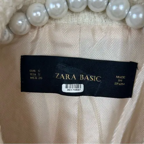 ZARA  Basic Tweed Knit Cream White Blazer Jacket Size S