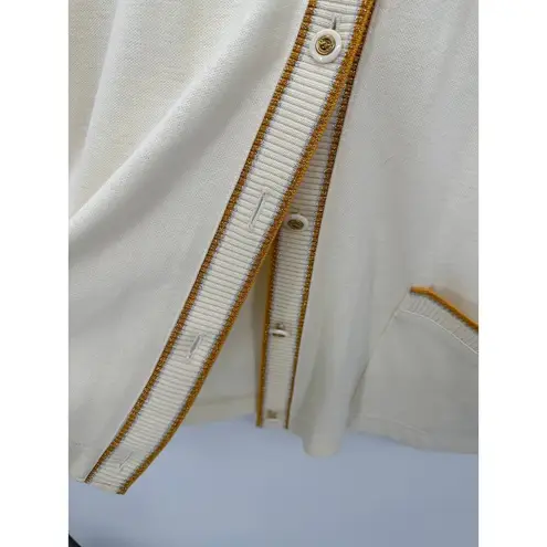 Eccotoo Womens Cream Knit Cardigan Sweater Size 2X Academia Preppy Quiet Luxury Brown