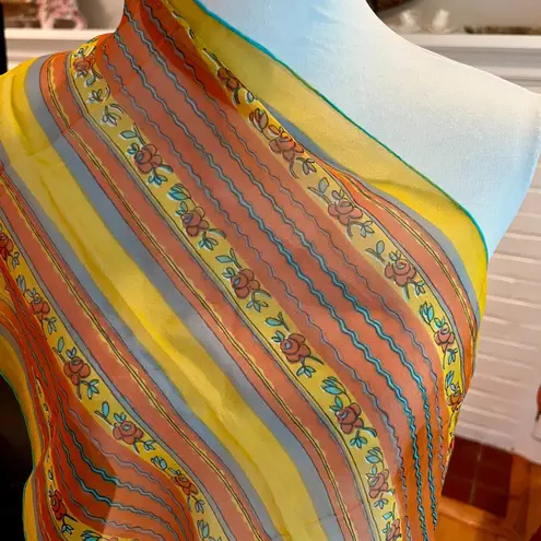 Vera Neumann Womens sheer rectangular chiffon scarf yellow multicolor Orange