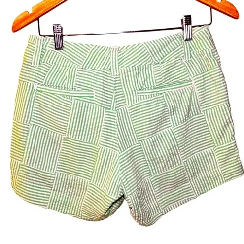 Cape Madras Patchwork Cotton Shorts Green White Size 6