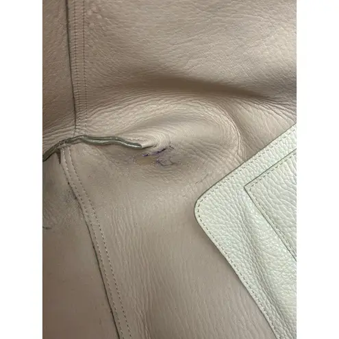 Cuyana  Small Easy Tote Beige Pebbled Leather 14" Laptop Handbag Shoulder Bag