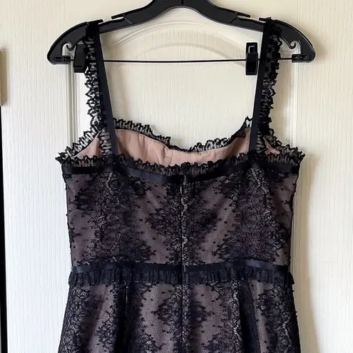 Alexis Kieran Lace Maxi Dress Black Sleeveless Sheer Bustier Gown Size Large EUC