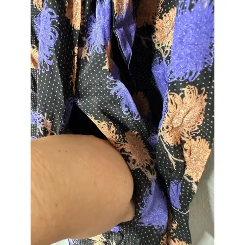 HOFMAN COPENHAGEN Purple Black Floral Elise Print Ruffles Mini Dress Size 42