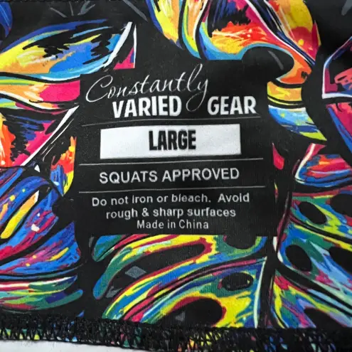 Constantly Varied Gear CVG Women's Leaf Print Leggings Workout High Waist Gym Black Size L