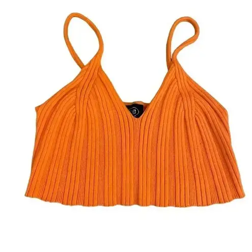 Cider Knit Jersey Women’s Pink & Orange Ribbed V-Neck Cropped Gypsy SZ S # 1117