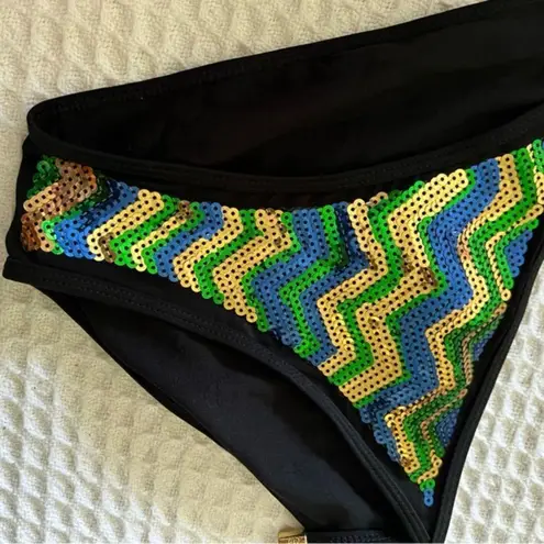 COOGI VINTAGE  chevron sequin bikini bottoms SIZE MEDIUM side tie Y2K‎