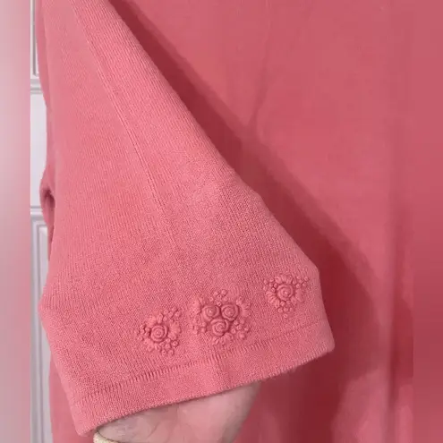 Pink Floral Soft Lightweight Embroidered Monochromatic Sweater Size 3X