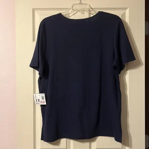 Sag Harbor NWT Vintage Square Neck Navy Blouse 1X