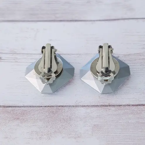 Vintage Clip On Earrings Large Stunning Iridescent Statement