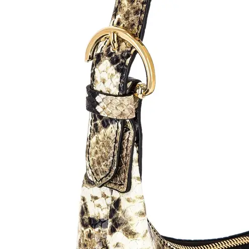 By Far Mara Leather Snakeskin Python Snake Print Shoulder Bag