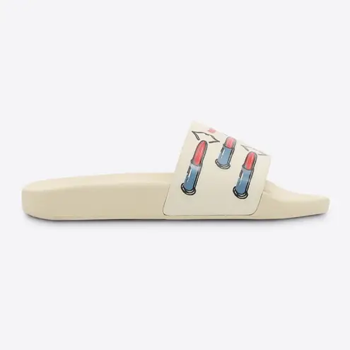 Valentino Garavani Valentino women’s Lipstick print off-white pool slide sandals size IT 37 US 7