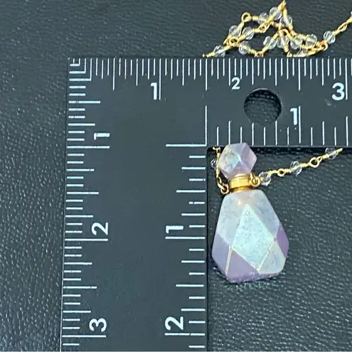 Aura Quartz Faceted Oil Perfume Bottle Pendant Beaded Necklace 20.9g
