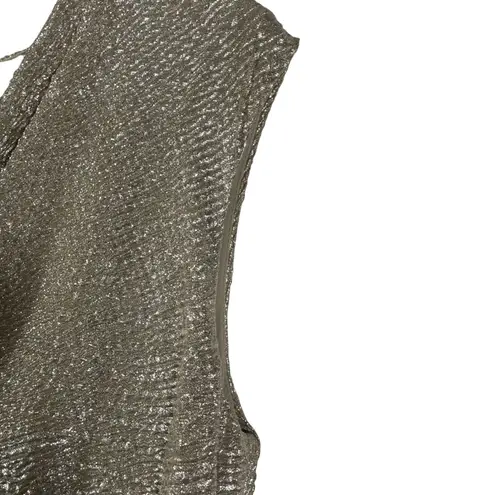 Lauren Ralph Lauren Gold Metallic Cowl Neck Evening Gown Maxi Dress 8 Sleeveless