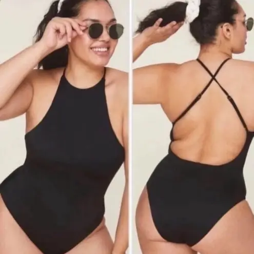 ANDIE  Swim Black Asbury High Neck One Piece Swimsuit Sz L NWT