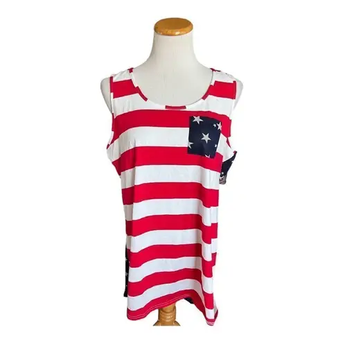 Boutique NWT Womens American Flag Stars & Stripes Patriotic Tank Top - Sz L