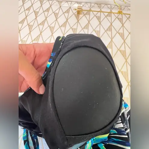 Azul NWT Blue and Green One Piece Flutter Skirt Swimsuit Tropical Print Size 8