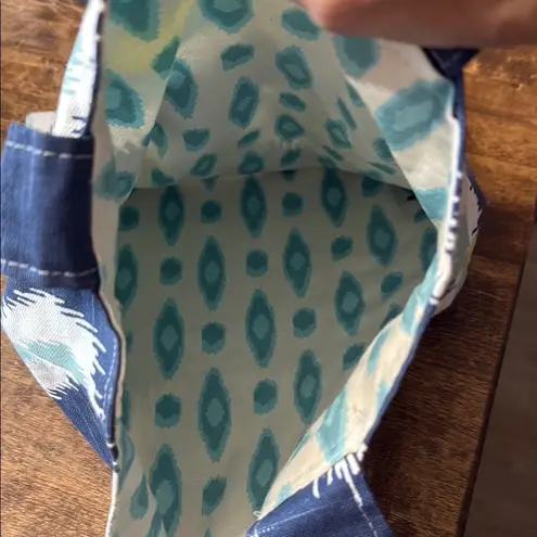 Ikat Pattern Cotton Twill Reversible Tote Bag Blue