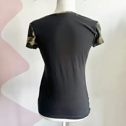 Guess Vintage Y2K  Sequin Camo Top, 2000s Glam Clubwear Grunge McBling‎ Medium - Image 3