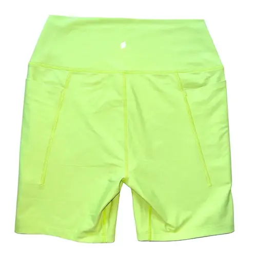 Peloton High Rise Pocket Bike Shorts Women's Medium Neon Yellow EUC