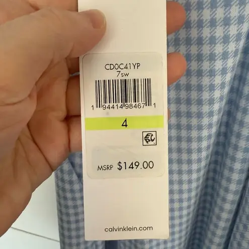 Calvin Klein  Women’s 4 Blue Gingham Wide Leg Jumpsuit New