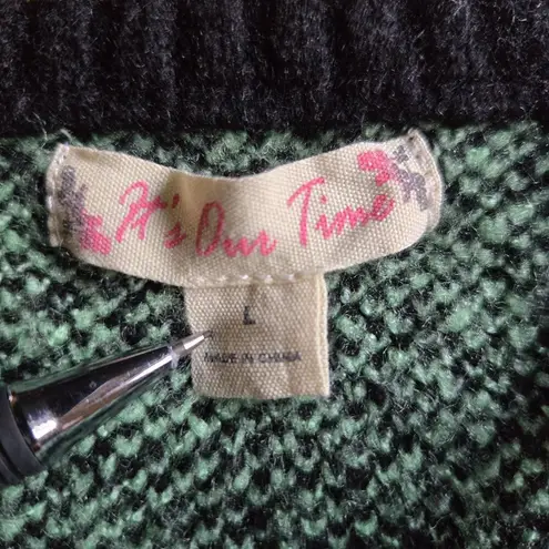 it's our time Y2K Green Black Plaid Knit Crop Top Tank L Large Grunge Softcore