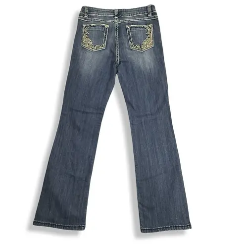 Reba Jeans Womens 8 Blue Bootcut Western Embroidered Rhinestone Stretch 30x30