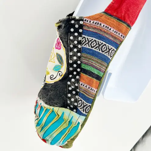 Boho Sugar Skull Shoulder Bag Patchwork Hippie Festival Purse Hobo Crossbody White