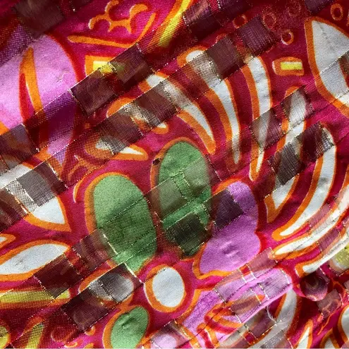 Vintage 60s Marita by Anthony Maruto House Dress Red Pink Metallic Gold size M Multiple Size M