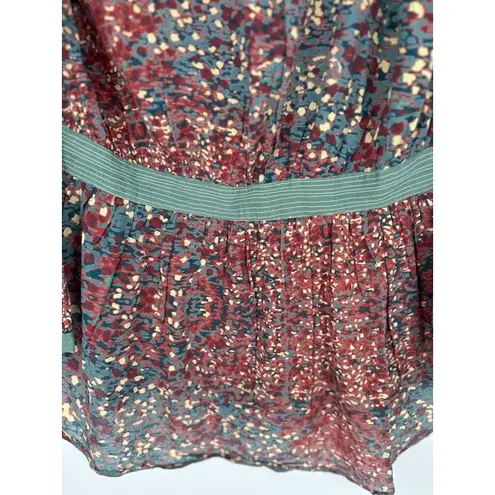 Little Journeys Chicago Womesn Artsy Tunic Top Button Front Medium Lightweight Green