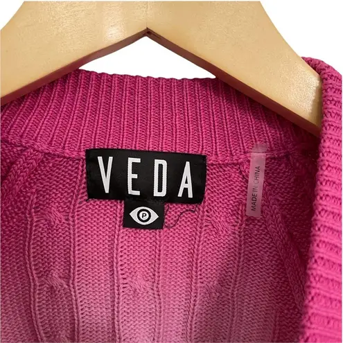 NWOT VEDA Sweater Dip Dye Tie Dye Cable Knit Pink Black White Size Petite (0