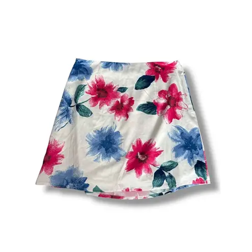 NWT Sadie & Sage White Floral Mini Skirt Pink Blue Green Size Small