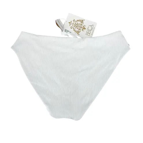 Becca Ribbed Daniella Corset Side Hipster Bikini Bottom Size Medium White NWT