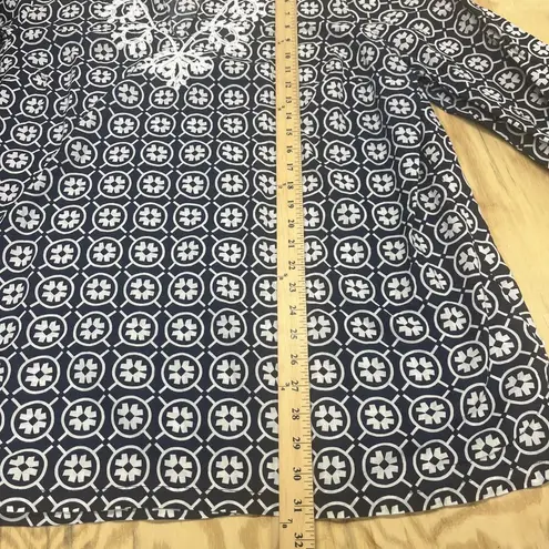 Woman Within Tunic Top Women’s 1X 22/24 Black White Embroidered Boho Cottagecore