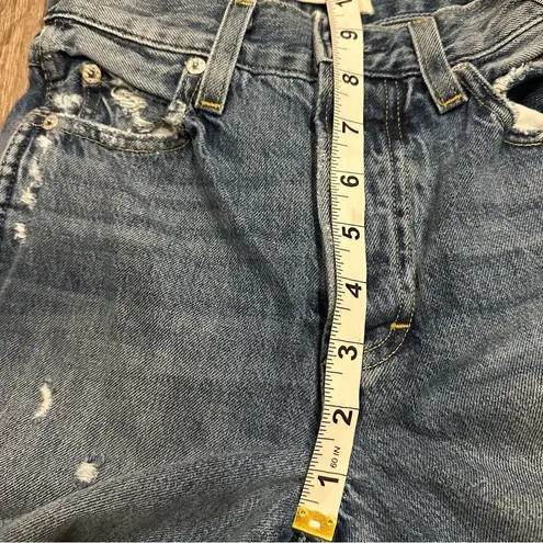 AMO Loverboy Freedom Blue Distressed Cropped Raw Hem Jeans in Retro Size 23