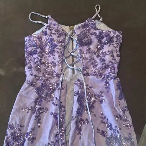 SOLD Purple Mermaid Fit Prom Party Dress Sparkly Sequins Lace Up Back Size 2