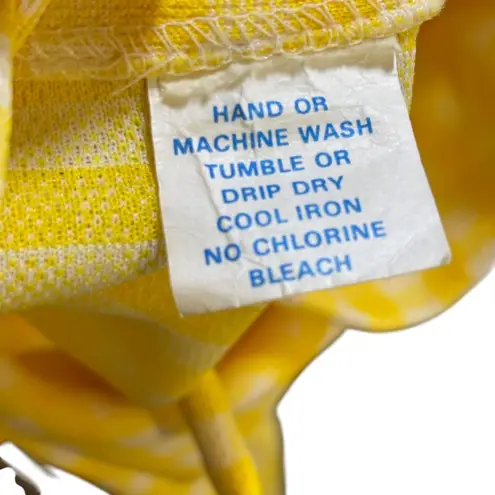 Vintage Yellow Gingham Sleeveless Button Front Shirt Dress with Belt and Pockets Size M