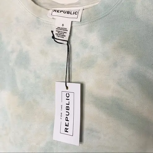 FOR THE REPUBLIC NWT Mint Green Tie Dye Pullover Sweatshirt Top Size Small