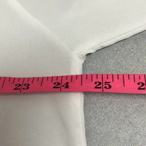 Alpha Studio M/L Button Front Blouse White Crepe Sheer Long Sleeve NWT Oversized Size L