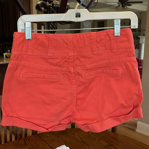 Bebe  High Rise Colored Denim Shorts Coral Womens 26