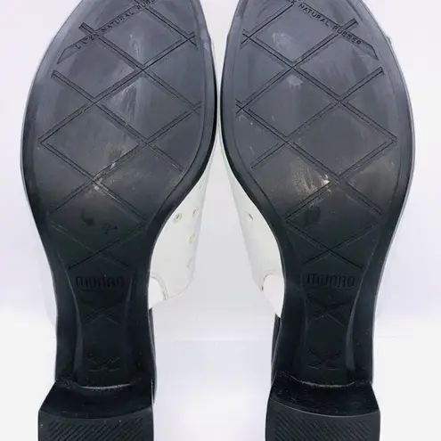 Munro NEW Jules Perforated Heeled Mules White Silver Wash Nubuck Size 8 …