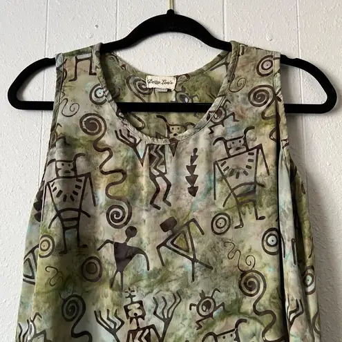 Vintage Betty Low's Tank Top Womens Medium Y2K Asymmetrical Forest Goblin Boho Green