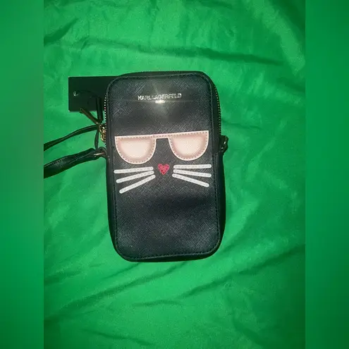 Karl Lagerfeld Black and Pink Cat Maybelle Crossbody Bag